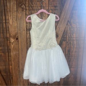 Jona Michelle Girls Size 7 Gold White Formal Party Dress
